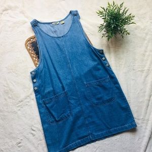 •Vintage Denim Overall Dress•
